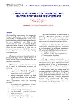 Common Solutions to Commercial and Military Propulsion Requirements
