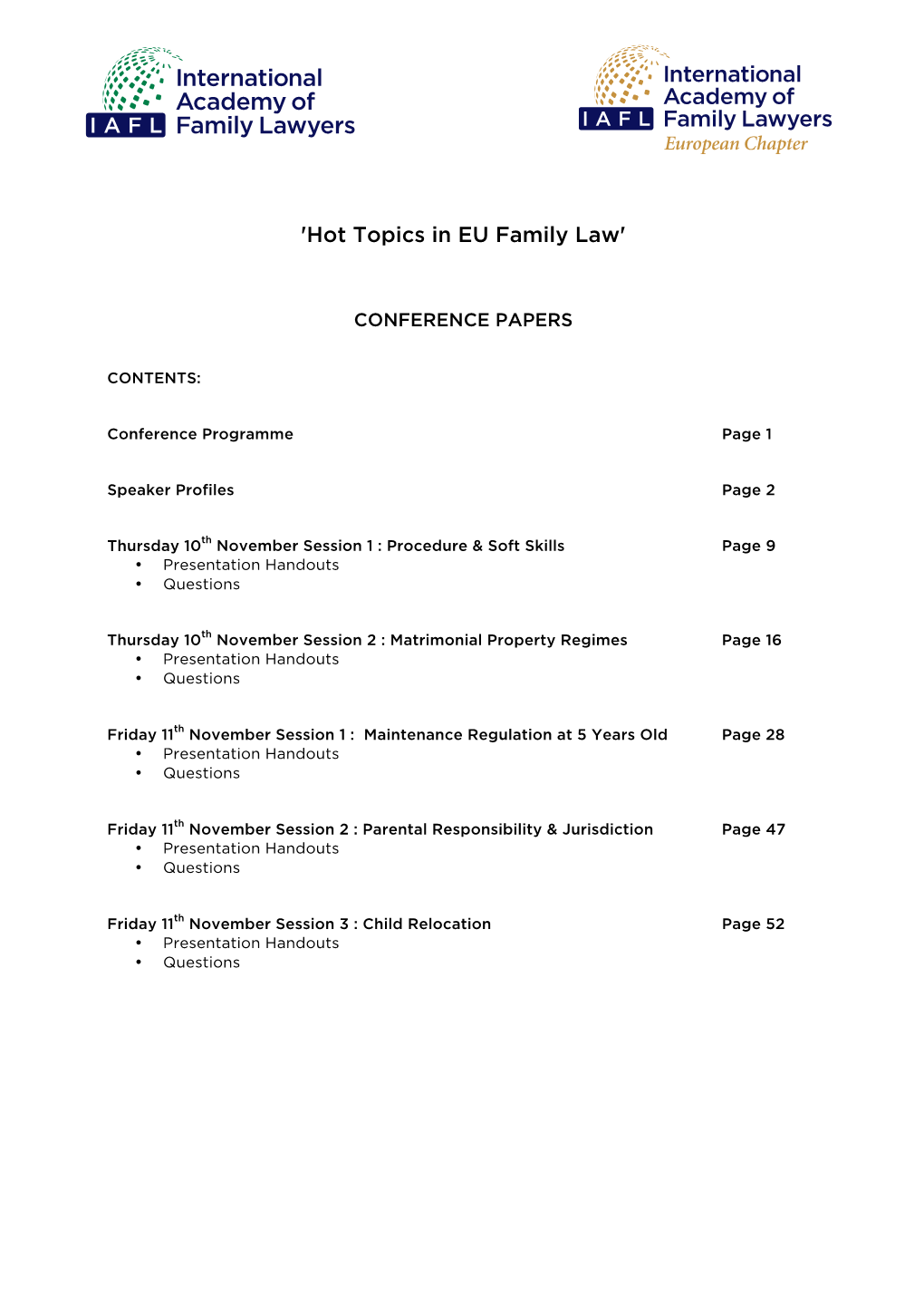 'Hot Topics in EU Family Law'