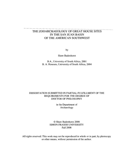 The Zooarchaeology of Great House Sites in the San Juan Basin of the American Southwest