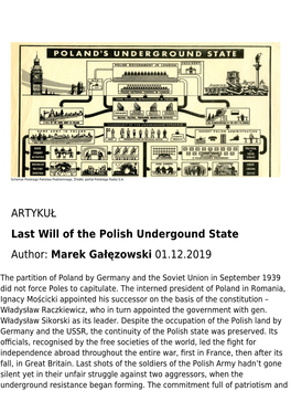 ARTYKUŁ Last Will of the Polish Undergound State Author: Marek Gałęzowski 01.12.2019