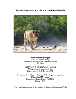 Humans, Livestock, and Lions in Northwest Namibia