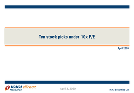 Ten Stock Picks Under 10X P/E