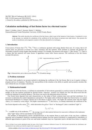 Calculation Methodology of Fast Fission Factor in a Thermal Reactor