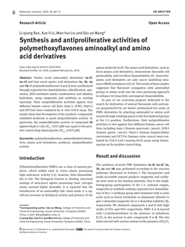 Synthesis and Antiproliferative Activities of Polymethoxyflavones Aminoalkyl and Amino Acid Derivatives Parent Molecule [6-8]