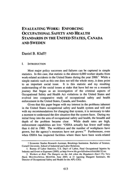 Enforcing Occupational Safety and Health Standards in the United States, Canada and Sweden