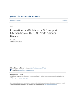 Competition and Subsidies in Air Transport Liberalization— the AE-NU Orth America Dispute Rachid Tiroual Rachid.Tiroual@Gmail.Com