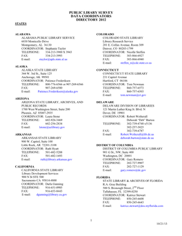 Public Lirary Survey Data Coordinators Directory 2012