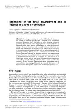 Reshaping of the Retail Environment Due to Internet As a Global Competitor