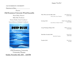 Old Dominion University Wind Ensemble: Deep Blue