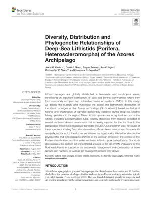 Diversity, Distribution and Phylogenetic Relationships of Deep-Sea Lithistids (Porifera, Heteroscleromorpha) of the Azores Archipelago