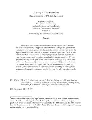 Decentralization by Political Agreement