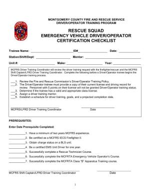 Rescue Squad Certification Checklist
