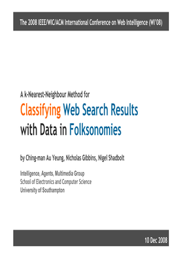 Classifying Web Search Results with Data in Folksonomies