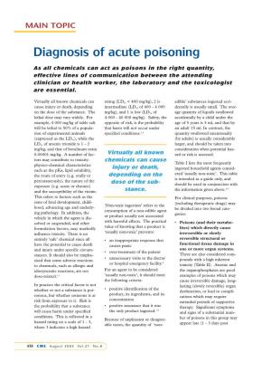 Diagnosis of Acute Poisoning