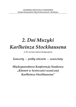 2. Dni Muzyki Karlheinza Stockhausena W 10