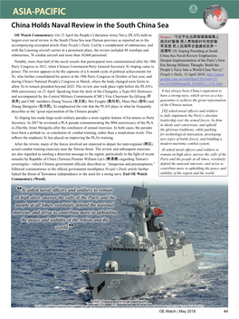 ASIA-PACIFIC China Holds Naval Review in the South China Sea