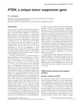 PTEN, a Unique Tumor Suppressor Gene