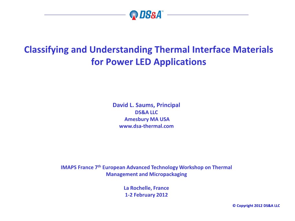 Classifying TIM Materials for Power LED Applications