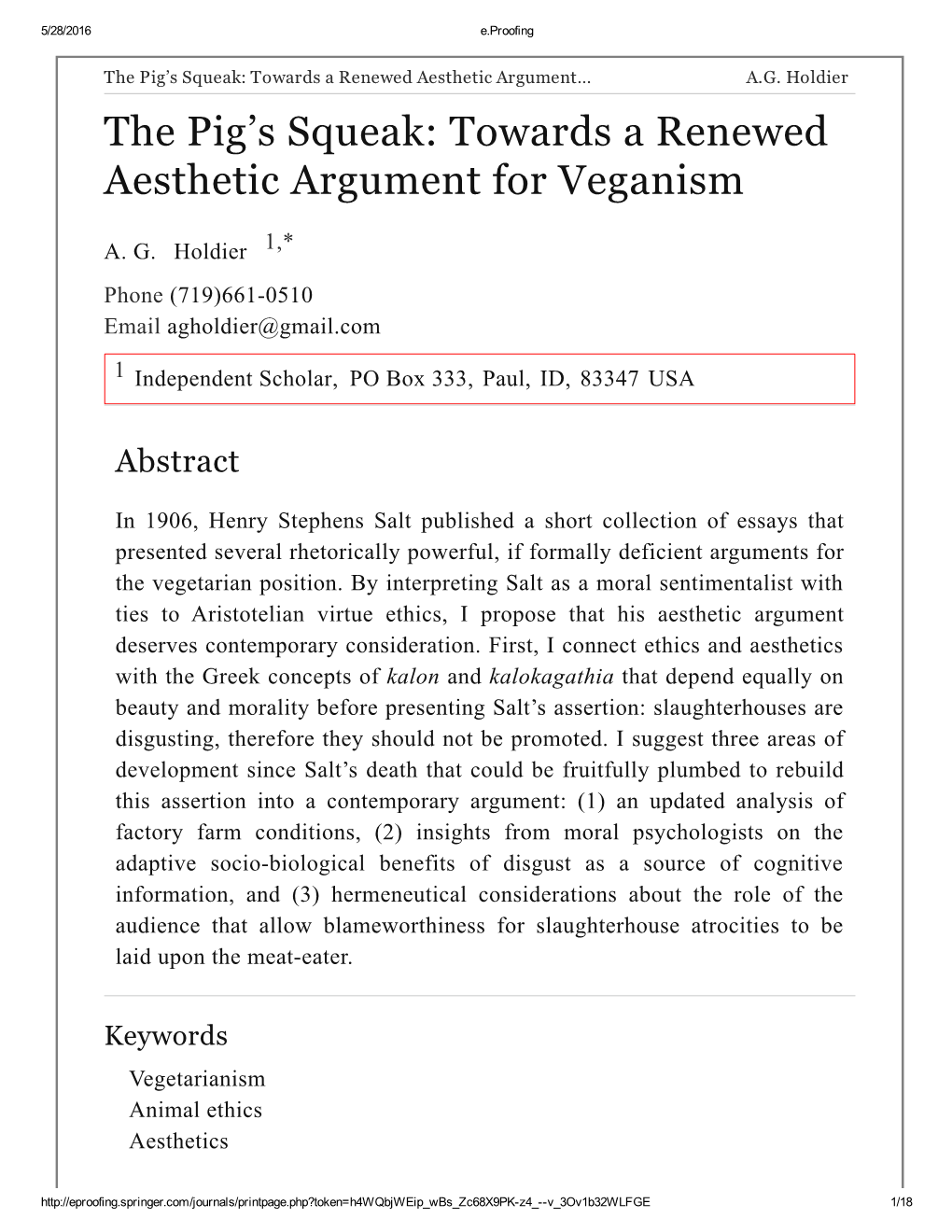 Towards a Renewed Aesthetic Argument for Veganism