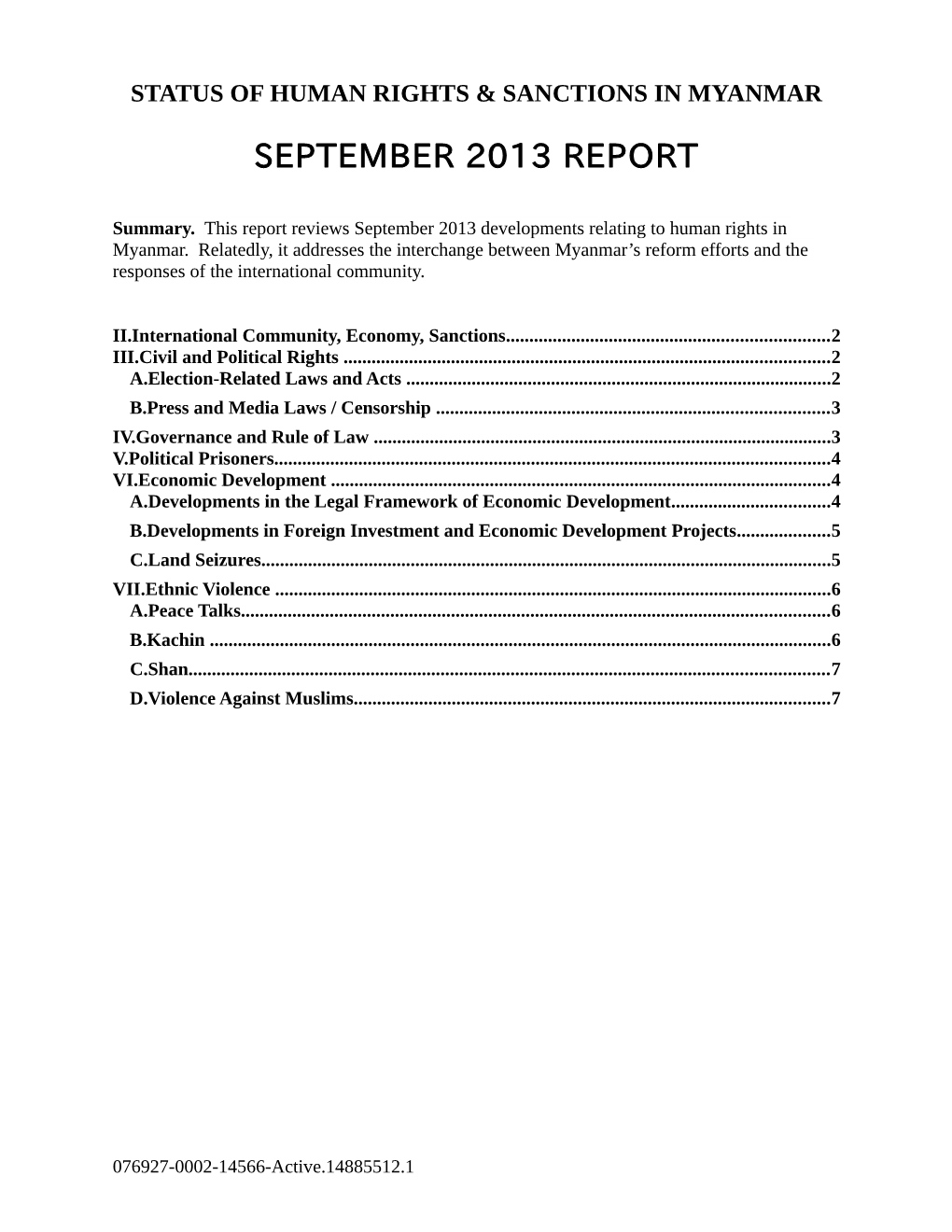 September 2013 Report