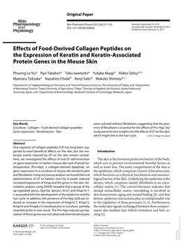 Effects of Food-Derived Collagen Peptides on the Expression of Keratin and Keratin-Associated Protein Genes in the Mouse Skin