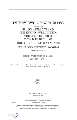 Interviews of Witnesses House of Representatives