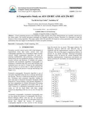 A Comparative Study on AES 128 BIT and AES 256 BIT