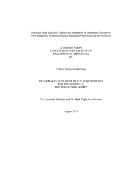 Pursuing More Equitable Technology Integration in Elementary Education: Post-Intentional Phenomenological Research Productions and Provocations
