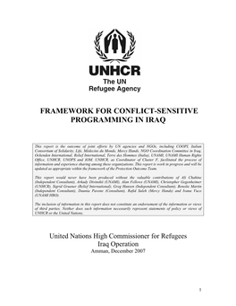Framework for Conflict-Sensitive Programming in Iraq