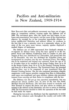 Pacifists and Anti-Militarists in New Zealand, 1909-1914, by R. L. Weitzel, P 128-147NZJH 07 2 02