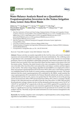 Water Balance Analysis Based on a Quantitative Evapotranspiration Inversion in the Nukus Irrigation Area, Lower Amu River Basin