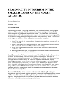 Seasonality in Tourism in the Small Islands of the North Atlantic