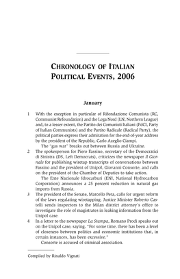 Chronology of Italian Political Events, 2006