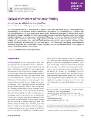 Clinical Assessment of the Male Fertility