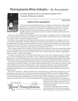 Pennsylvania Wine Industry - an Assessment