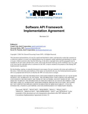 Software API Framework Implementation Agreement