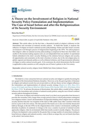 A Theory on the Involvement of Religion in National Security Policy