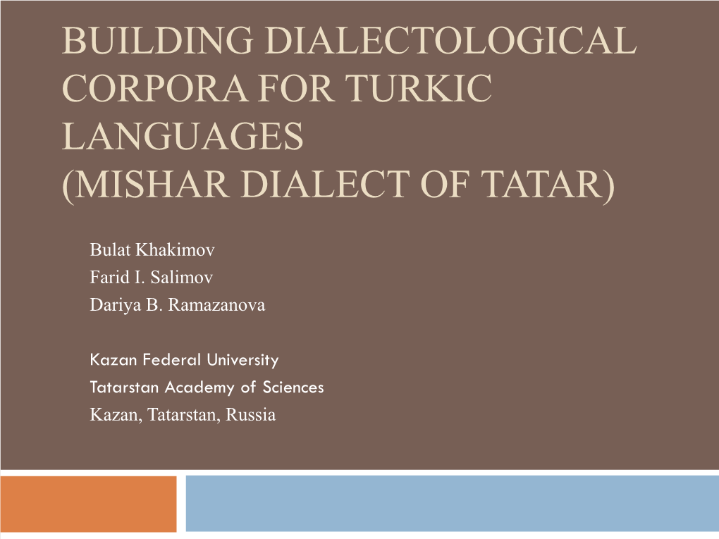 Building Dialectological Corpora for Turkic Languages: Mishar Dialect Of