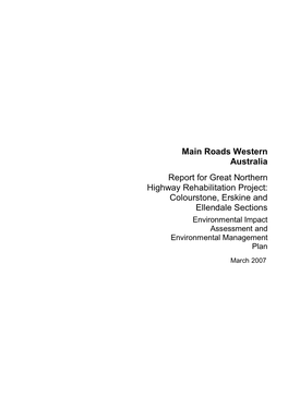 Main Roads Western Australia Report for Great Northern Highway
