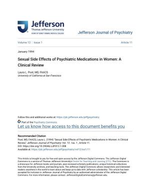 Sexual Side Effects of Psychiatric Medications in Women: a Clinical Review