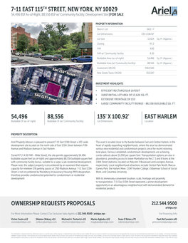 Ownership Requests Proposals 7-11 East 115Th