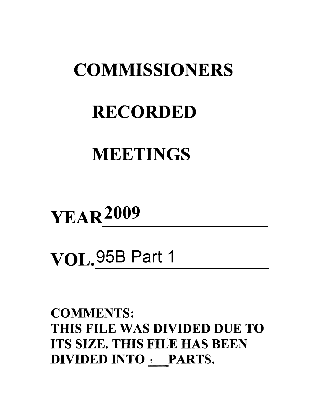 2009 Commission Meeting Minutes