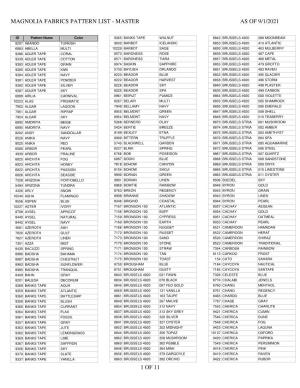 Magnolia Fabrics Pattern List - Master As of 9/1/2021