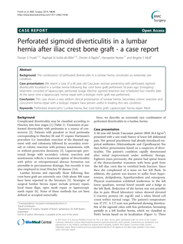 Perforated Sigmoid Diverticulitis in a Lumbar Hernia After