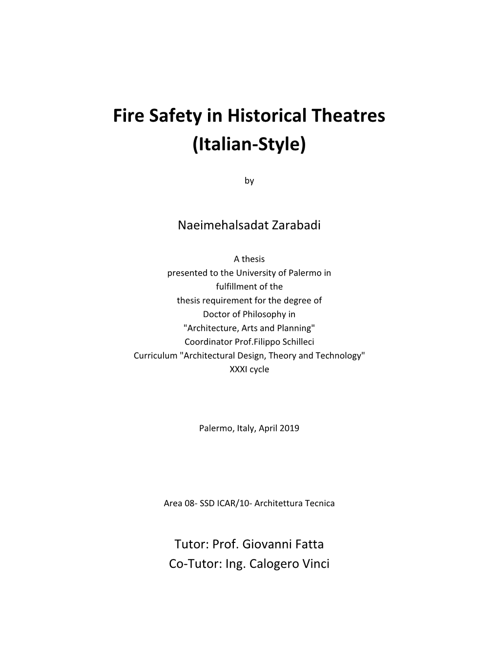 Fire Safety in Historical Theatres (Italian-Style)