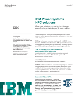 IBM Power Systems HPC Solutions Brief