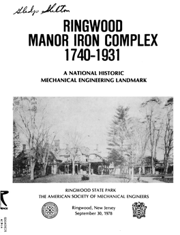 Ringwood Manor Iron Complex 1740-1931