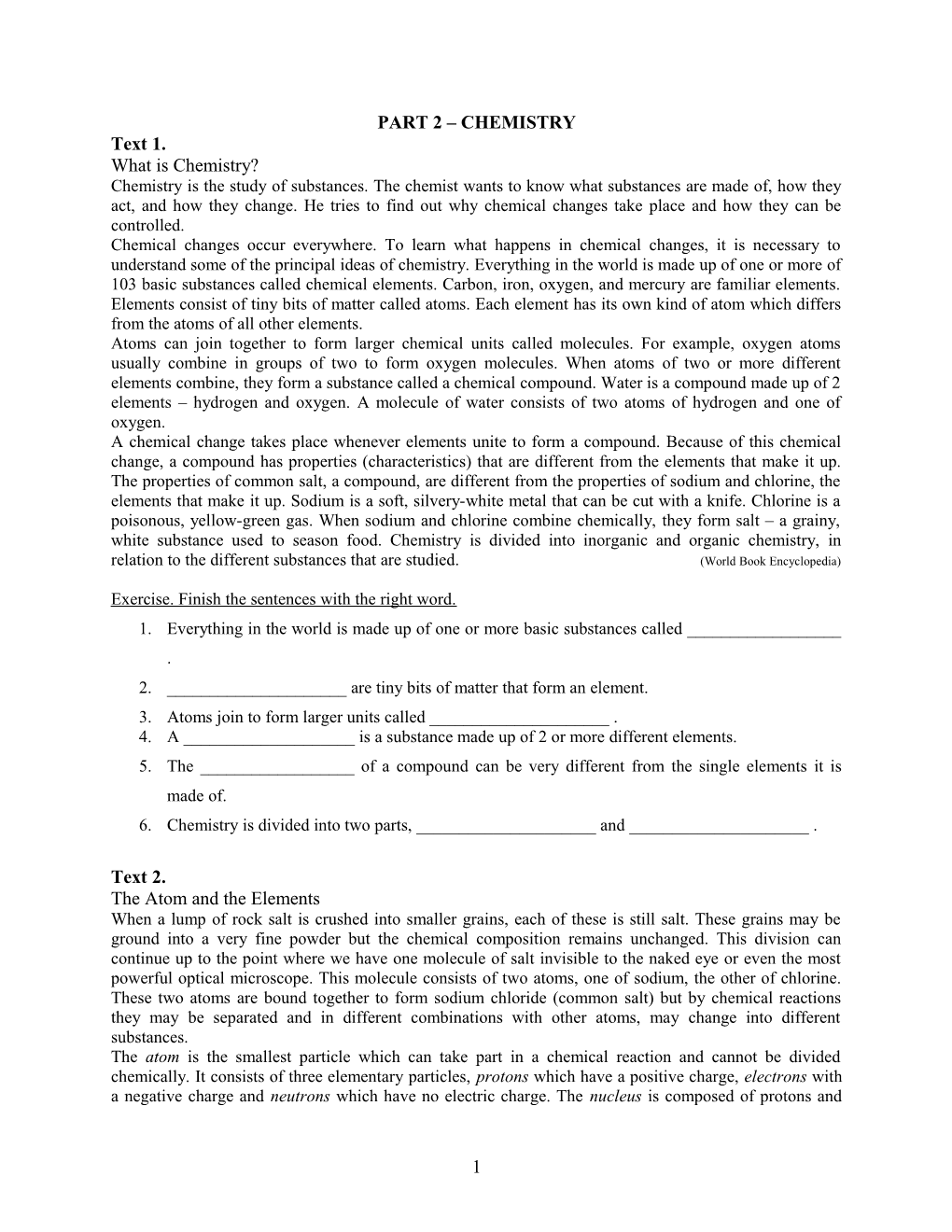 Part 2 Chemistry