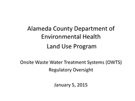 Alameda County Department of Environmental Health Land Use Program