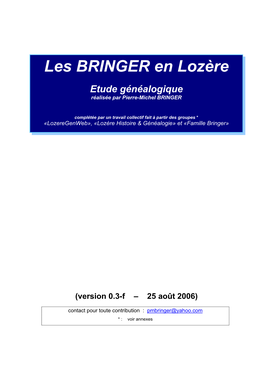 Les BRINGER En Lozère -.:: GEOCITIES.Ws